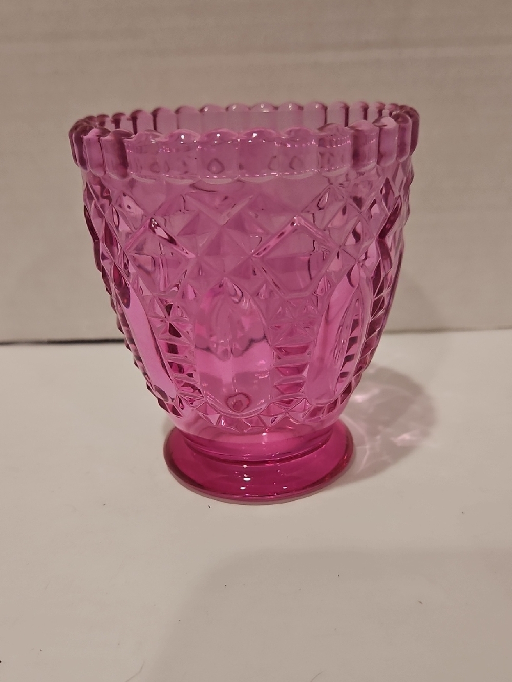 Pink Pressed Glass Decorative Candle Holder - Home Accents